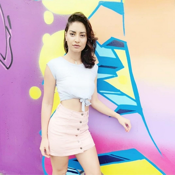 Mini Buttons Dusty Pink Skirt - Picture 2 of 5